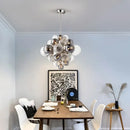 Modern ribbed glass globe led pendant light for living room