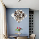 Modern ribbed glass globe led pendant light for living room