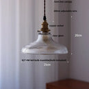 Modern ribbed glass led pendant light wood & brass kitchen chandelier