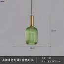 Modern ribbed glass pendant lights for dining room with brass stem