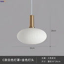 Modern ribbed glass pendant lights for dining room with brass stem