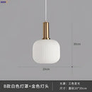 Modern ribbed glass pendant lights for dining room with brass stem