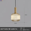 Modern ribbed glass pendant lights for dining room with brass stem