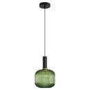 Modern ribbed green pumpkin glass pendant lights for dining room