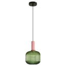 Modern ribbed green pumpkin glass pendant lights for dining room