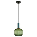 Modern ribbed green pumpkin glass pendant lights for dining room