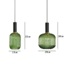 Modern ribbed green pumpkin glass pendant lights for dining room