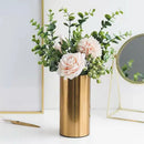 Modern ridged gold plated cylinder vase living room decor