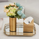 Modern ridged gold plated cylinder vase living room decor