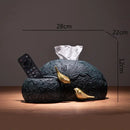 Modern rock textured black & gold bird tissue box living room decor