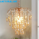 Modern rose gold and amber crystal led pendant light living room