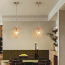 Modern rose gold and amber crystal led pendant light living room
