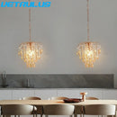Modern rose gold and amber crystal led pendant light living room