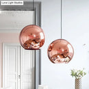 Modern rose gold copper sphere pendant light for kitchen bar