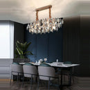 Modern rose gold crystal dimmable led pendant lights dining room