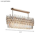 Modern rose gold crystal island lamp dining room oval clear pendant
