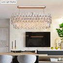 Modern rose gold crystal island lamp dining room oval clear pendant
