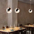 Modern rose gold & frosted glass ball pendant light kitchen fixture