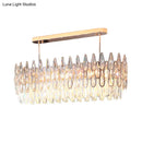 Modern rose gold island lighting with crystal tiers for kitchens