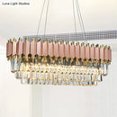 Modern rose gold oval crystal chandelier dining room light fixture