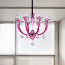 Modern rose red glass crystal chandelier living room pendant light