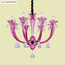 Modern rose red glass crystal chandelier living room pendant light