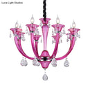 Modern rose red glass crystal chandelier living room pendant light