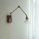 Modern rotatable brass wall light fixture with textured glass stair lamp
