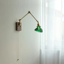 Modern rotatable brass wall light fixture with textured glass stair lamp