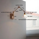 Modern rotatable brass wall light fixture with textured glass stair lamp