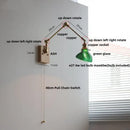 Modern rotatable brass wall light fixture with textured glass stair lamp