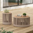 Alora Modern Rustic Coffee Table & Side Table With Woven Rope Design (SAK56739)