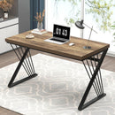Modern Rustic Oak Computer Desk with Sturdy Metal Frame