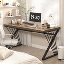 Modern Rustic Oak Computer Desk with Sturdy Metal Frame