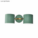 Modern sage green & gray double shade wall sconce living room light