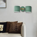 Modern sage green & gray double shade wall sconce living room light