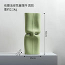 Modern sage green hollow ceramic vase set living room face decor