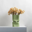Modern sage green hollow ceramic vase set living room face decor