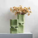 Modern sage green hollow ceramic vase set living room face decor