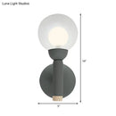 DecorBites™ Modern Macaron Style Torch Wall Sconce with Clear Glass Shade - 1 Light Mini Wall Light in Green/Grey/White