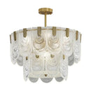 Modern scalloped art glass chandelier gold dining room light