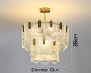 Modern scalloped art glass chandelier gold dining room light