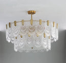 Modern scalloped art glass chandelier gold dining room light