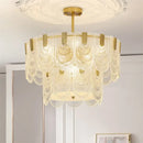 Modern scalloped art glass chandelier gold dining room light