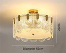 Modern scalloped art glass chandelier gold dining room light