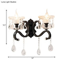 DecorBites™ Modern Scalloped Crystal Wall Lamp with Curved Arm in Black