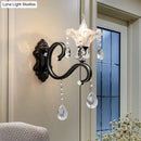 Black Crystal Scalloped Wall Lamp 1-2 Light