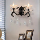 Black Crystal Scalloped Wall Lamp 1-2 Light