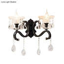 DecorBites™ Modern Scalloped Crystal Wall Lamp with Curved Arm in Black