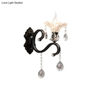 DecorBites™ Modern Scalloped Crystal Wall Lamp with Curved Arm in Black